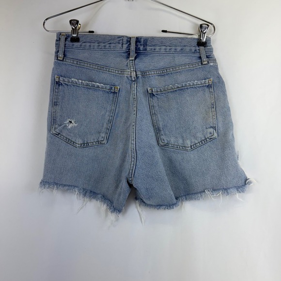 AGOLDE Denim Shorts‎ Size 27 Ripped Distressed Frayed Hem Button Fly Blue - Picture 3 of 4